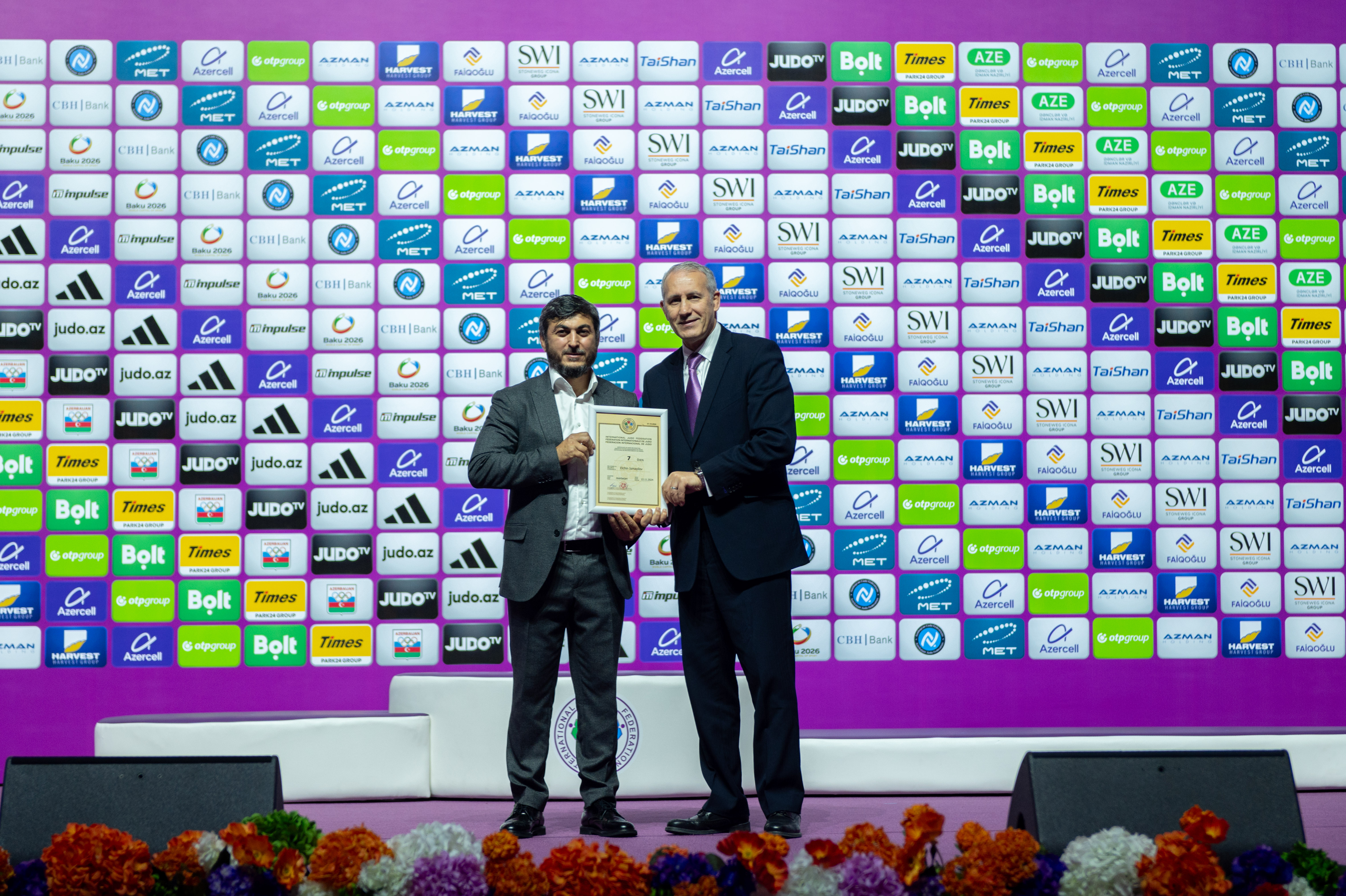 Azerbaijani Judo Representatives Awarded 6th and 7th Dan Certificates at World Championships