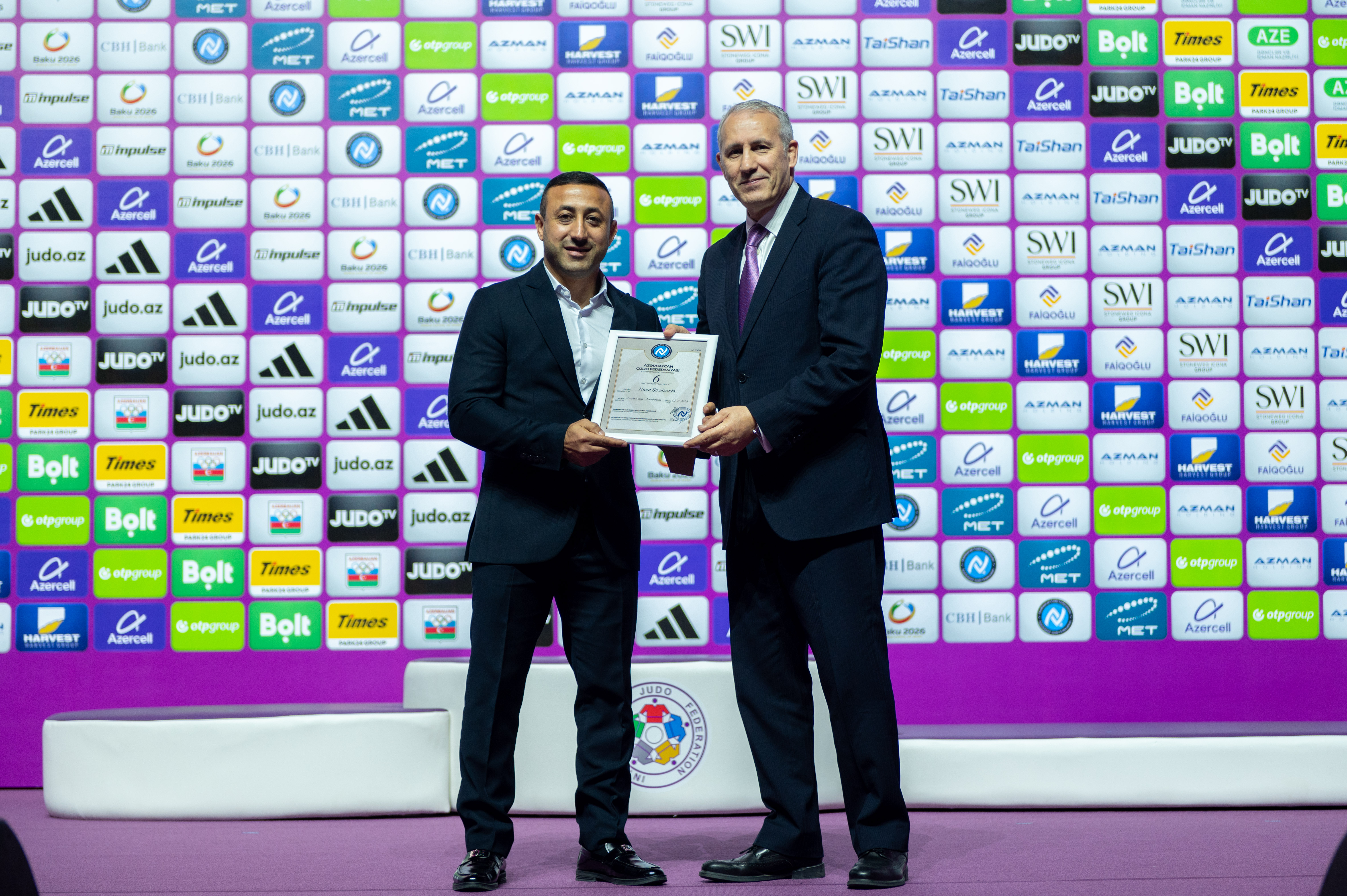 Azerbaijani Judo Representatives Awarded 6th and 7th Dan Certificates at World Championships