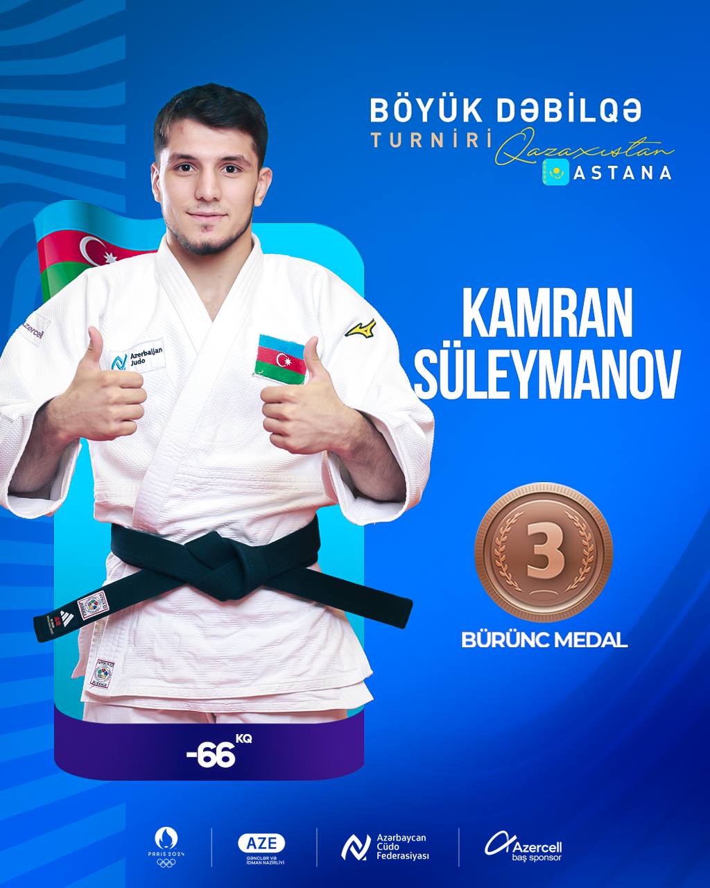 Kamran Süleymanov Astana Böyük Dəbilqənin bürünc medalını qazandı