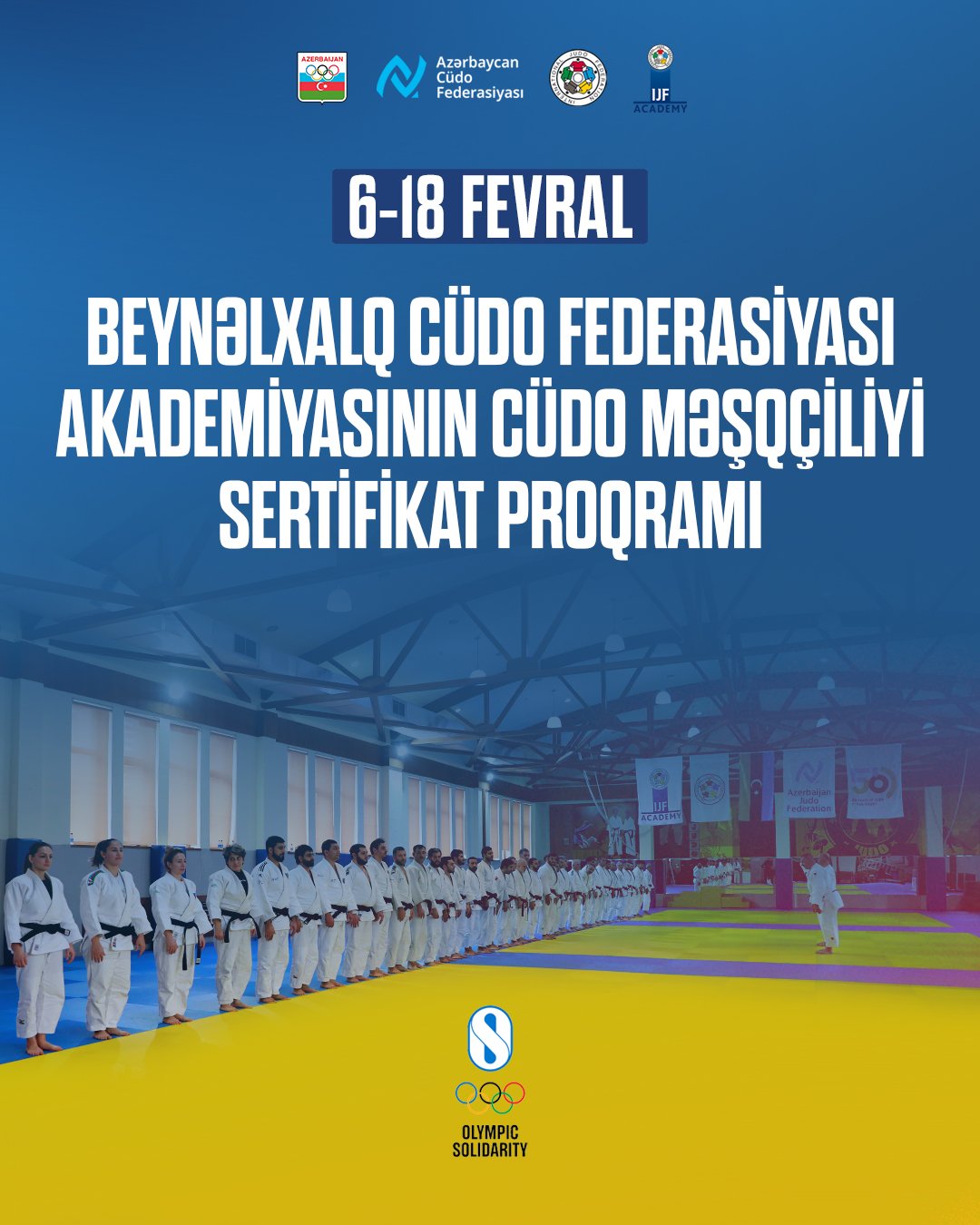 79 cüdo məşqçisi MOK-un Azərbaycan Cüdo Federasiyası ilə birgə təşkil etdiyi beynəlxalq təlimə qatılacaq