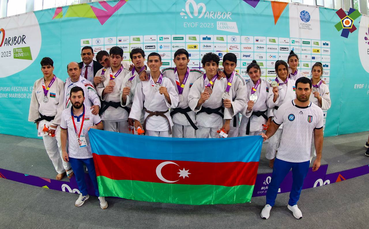 Azərbaycan cüdoçuları Avropa Gənclər Olimpiya Festivalının komanda yarışlarının gümüş medalını qazandı